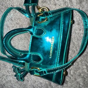 Turquoise, metallic mini purse